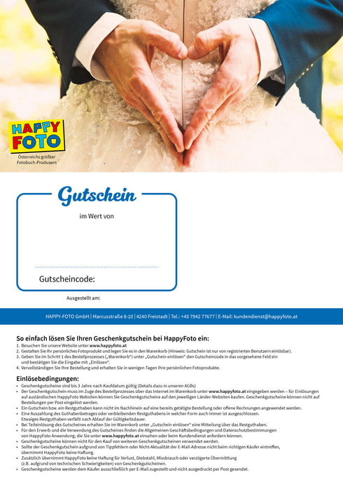 Hochzeitsgutschein als Geschenkidee – fertig gestaltete Vorlage