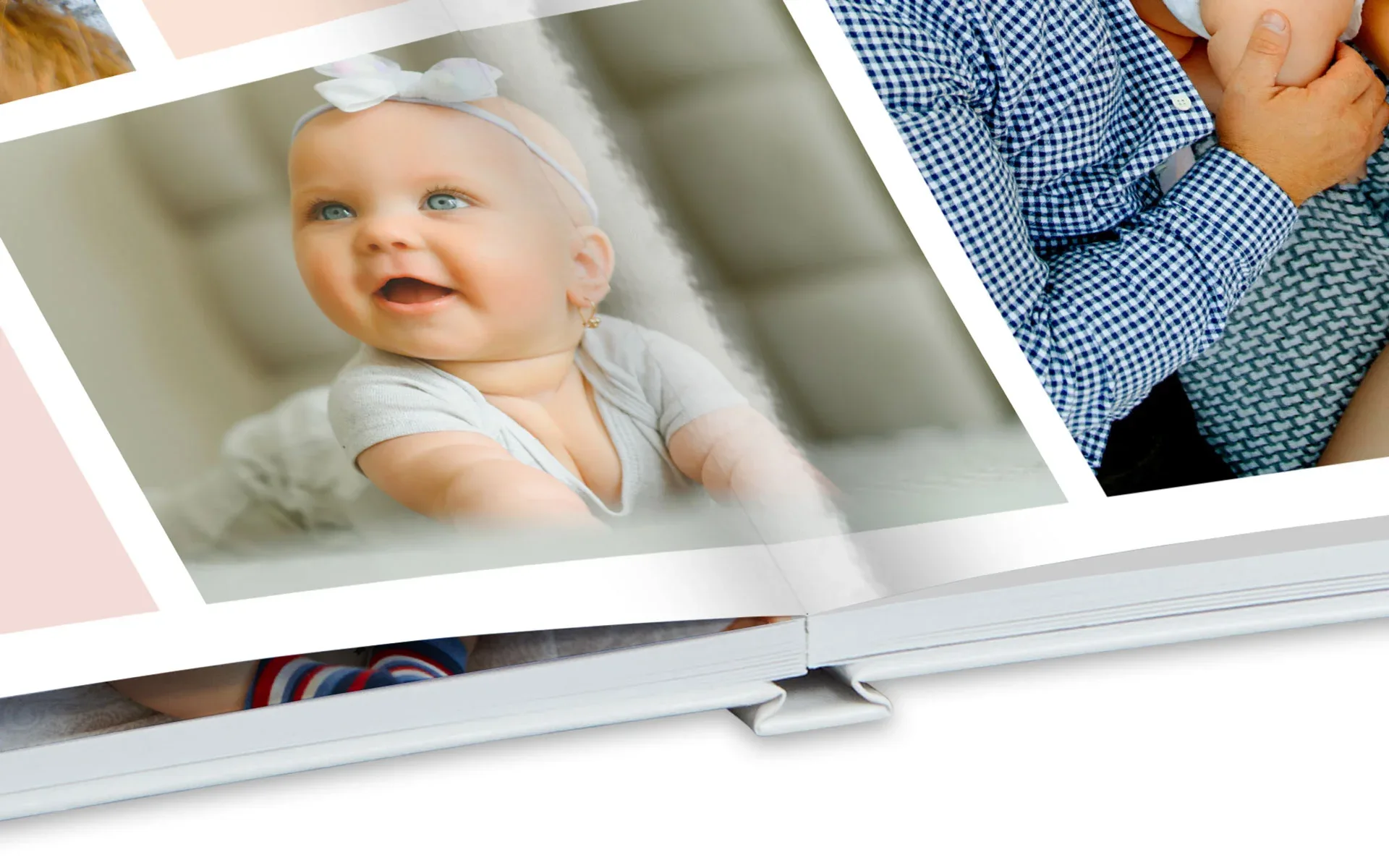 Happy Fotobuch ca. A4 hoch – Bindungsart Ein Happy Fotobuch ca. A4 hoch Hardcover mit Layflat-Bindung.