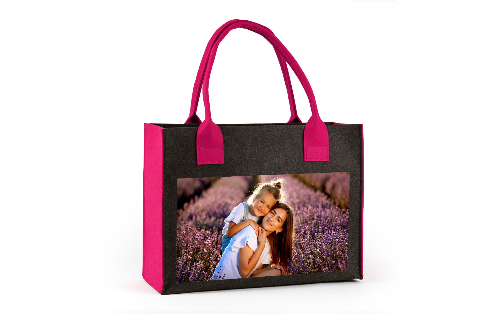 Persönliche Foto-Filztasche in dunkelgrau