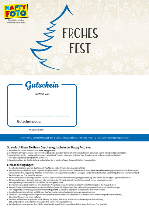 HappyFoto Weihnachtsgutschein – liebevoll gestaltete Vorlage