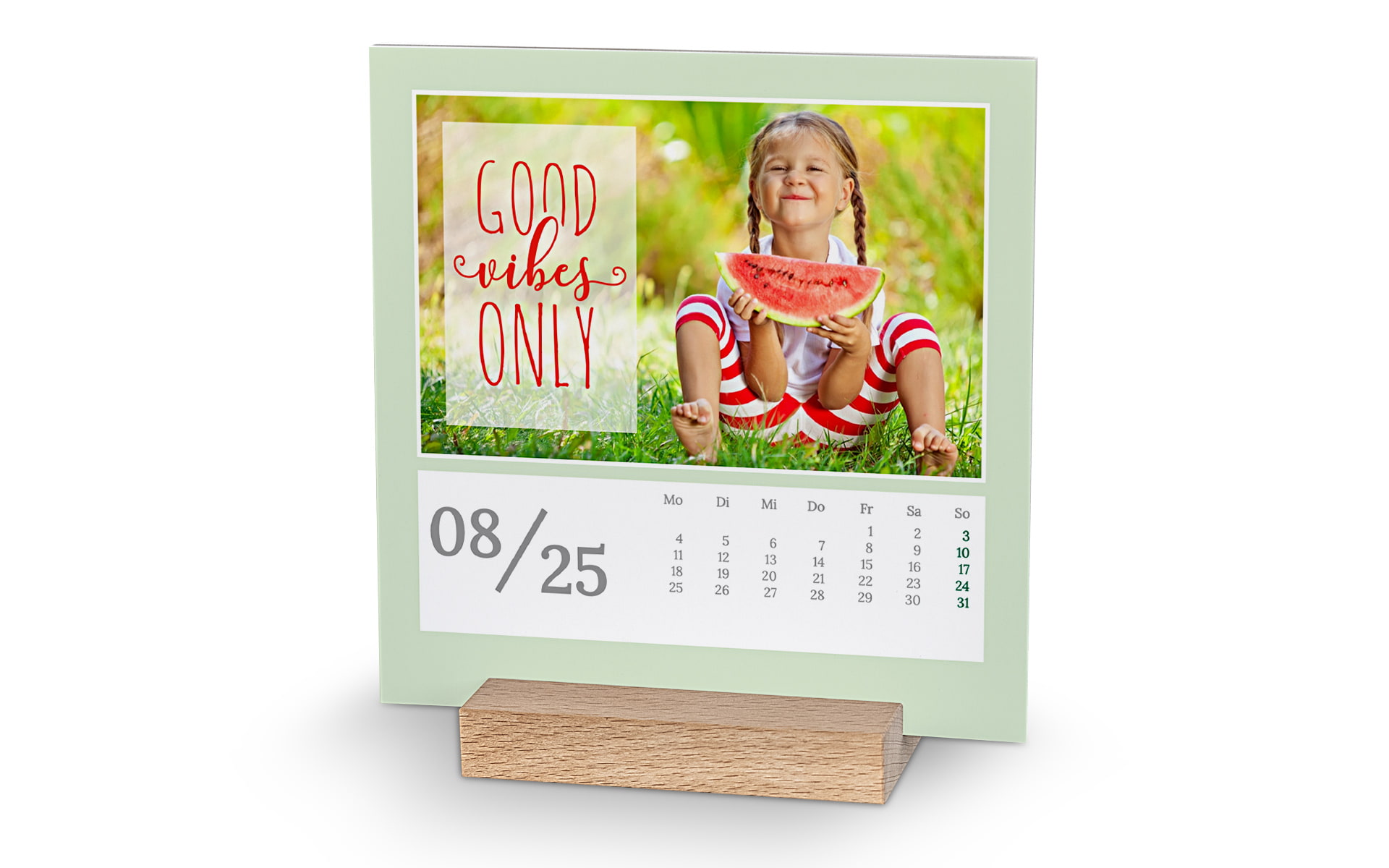 Quadratischen Stehkalender mit Holzblock selbst gestalten und bestellen