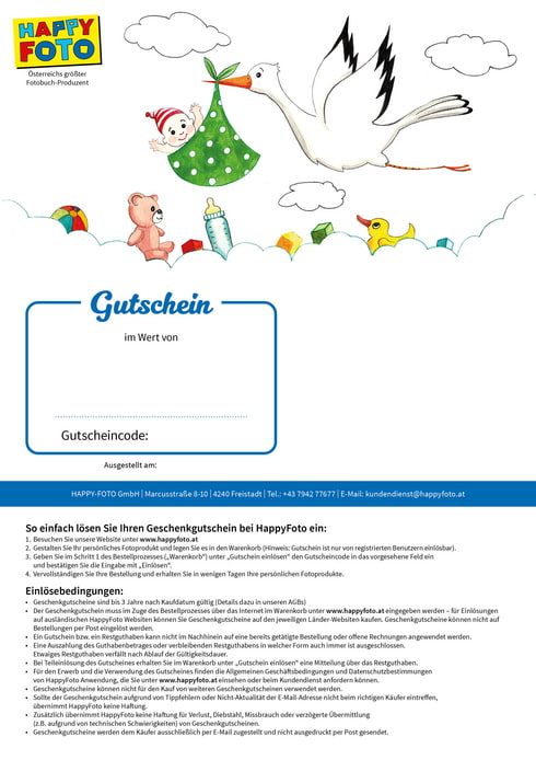 Gutschein zur Geburt von HappyFoto