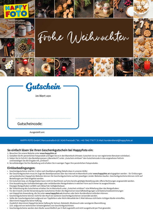 Gutschein für Fotoerinnerungen für Weihnachten