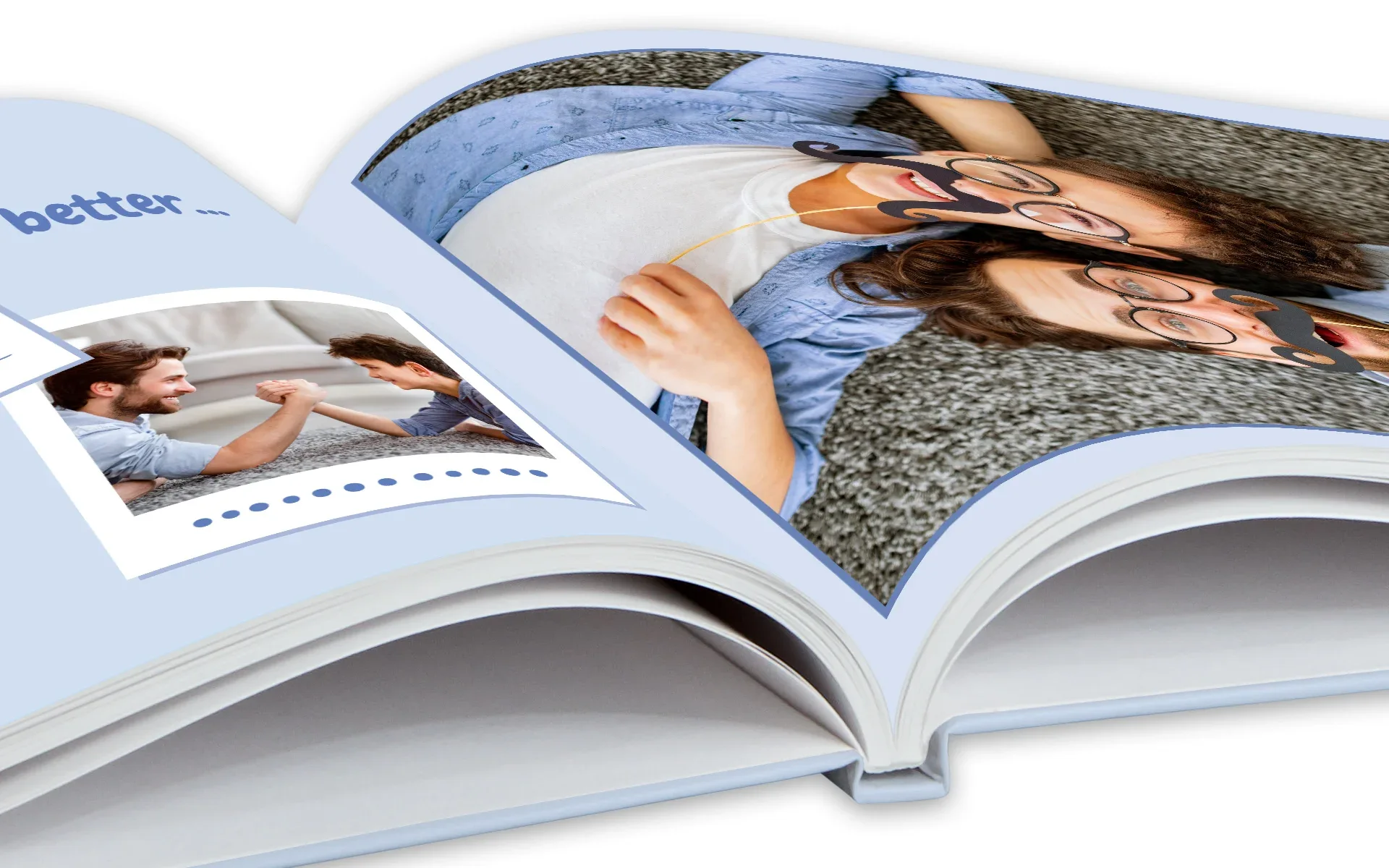 Ein Happy Fotobuch ca.20 x 20 cm Hardcover mit Klebebindung.