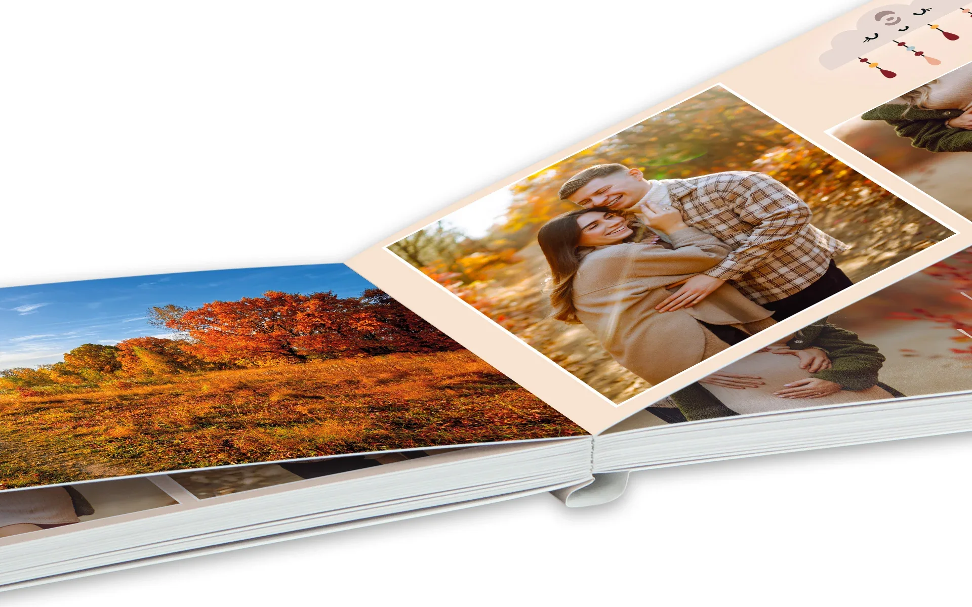 Happy Fotobuch ca. 13 x 19 cm – Bindungsart Ein Happy Fotobuch ca. 13 x 19 cm Hardcover mit Layflat-Bindung.