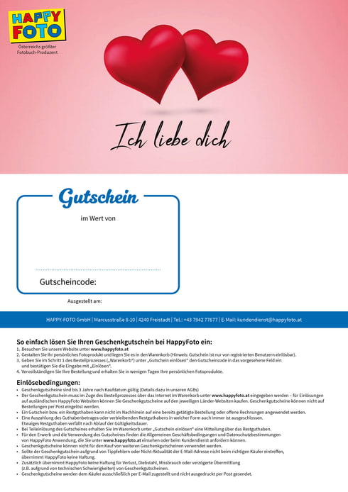 Gutschein für Fotoerinnerungen zum Valentinstag